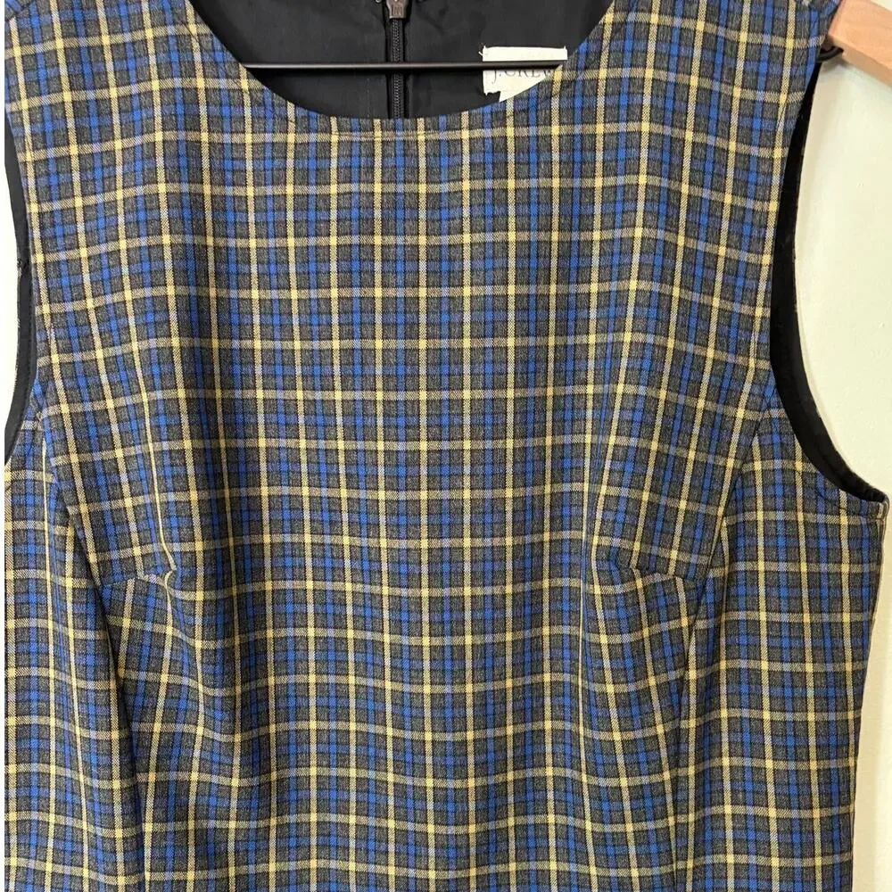 Vintage J. Crew Plaid Shift Dress Sleeveles Preppy Mod 90s
